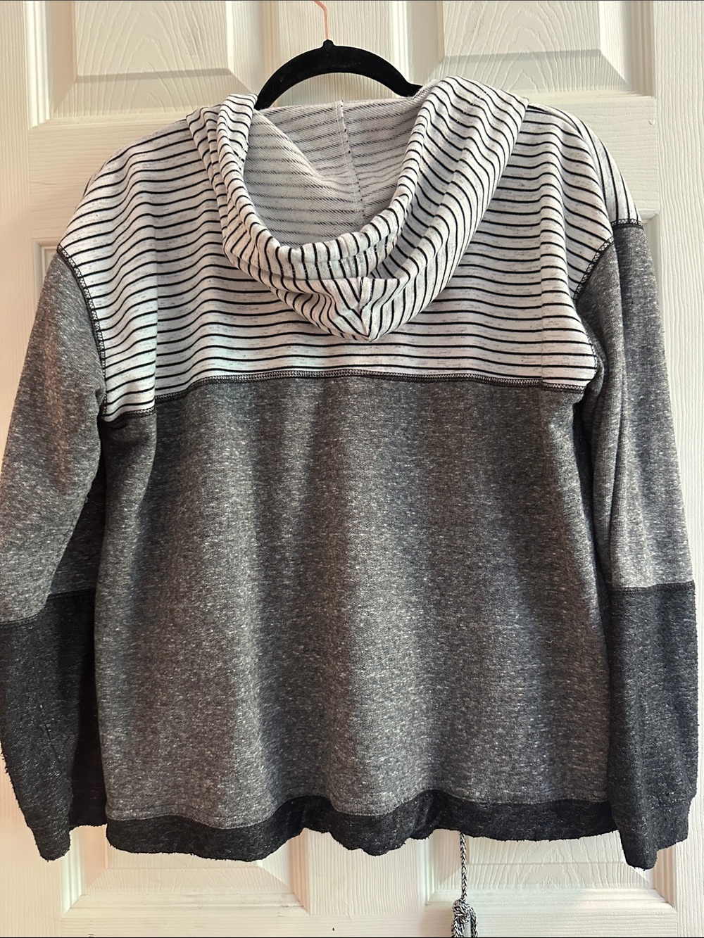 Maurice’s Gray and White Striped Pullover Hoodie - Picture 5 of 6